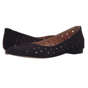 Corso Como Black Suede Gabrielle Perforated Pointed Toe Flats